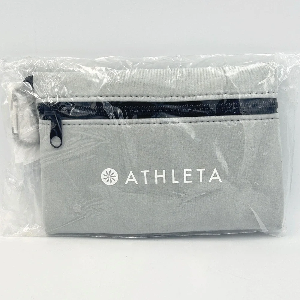 Athleta Pouch Power of We x 200 Gray Zippered Accessory Bag with Carabiner NEW